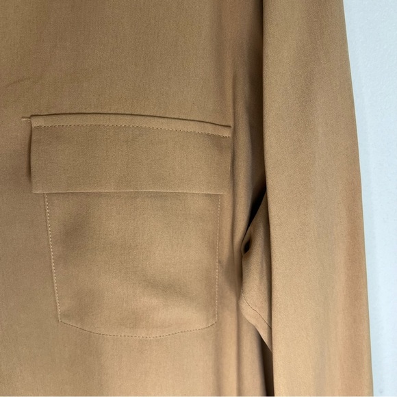 NWT J Jill 100% Silk V Neck Pullover Blouse Tan Sz L Preppy Office Career - Picture 4 of 11